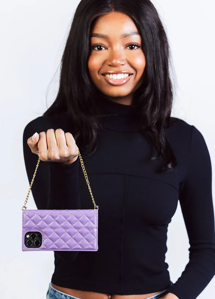 2-in-1 Quilted Wallet Case in Purple