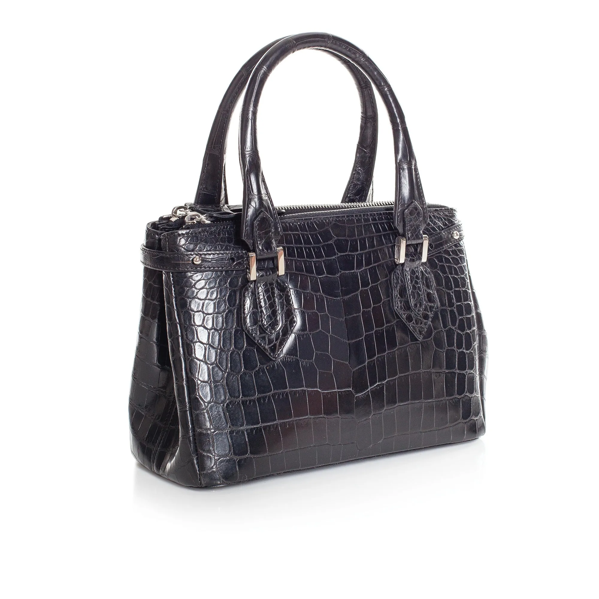 30-657-BLK THE JULIETTE Gracen Nile Crocodile Handbag, Black