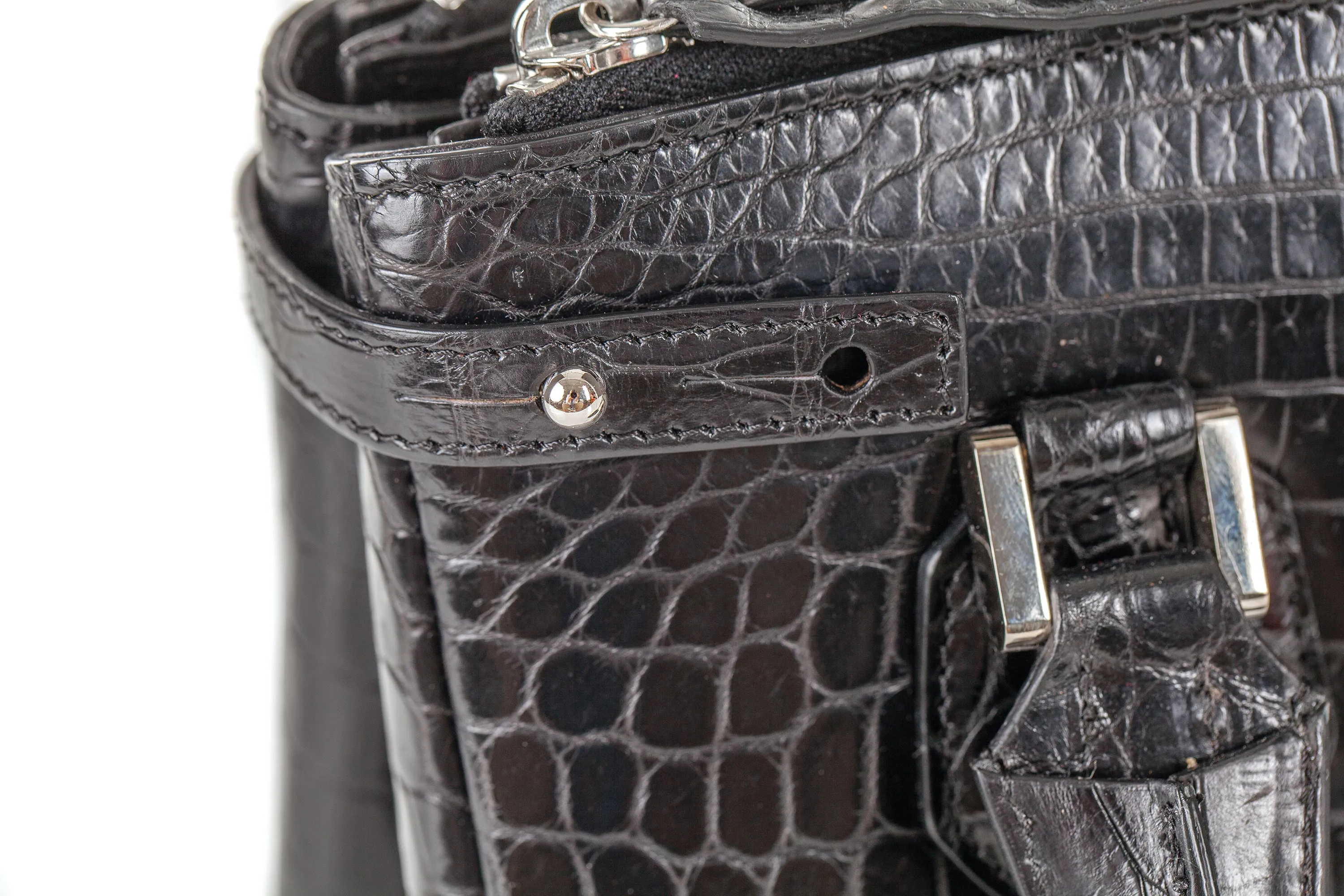 30-657-BLK THE JULIETTE Gracen Nile Crocodile Handbag, Black