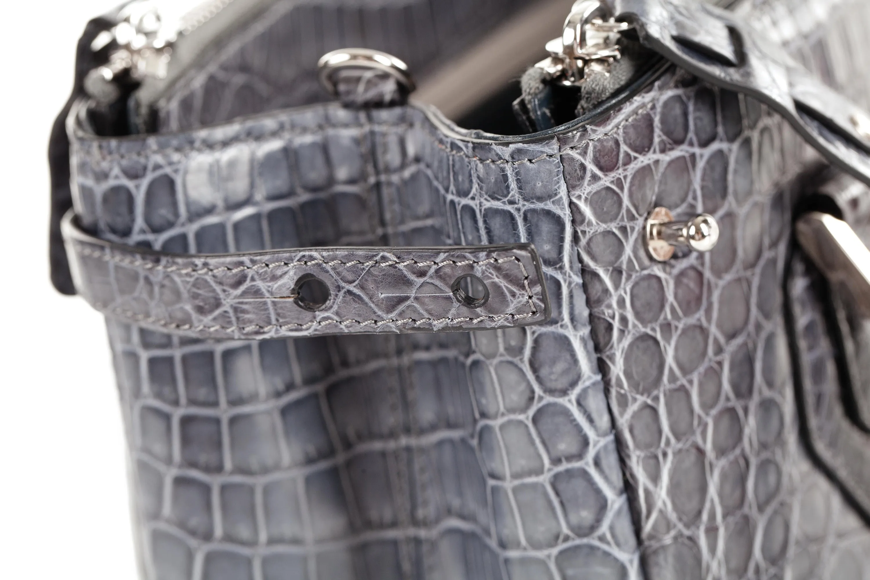 30-657-GRY THE JULIETTE Gracen Nile Crocodile Handbag, Gray