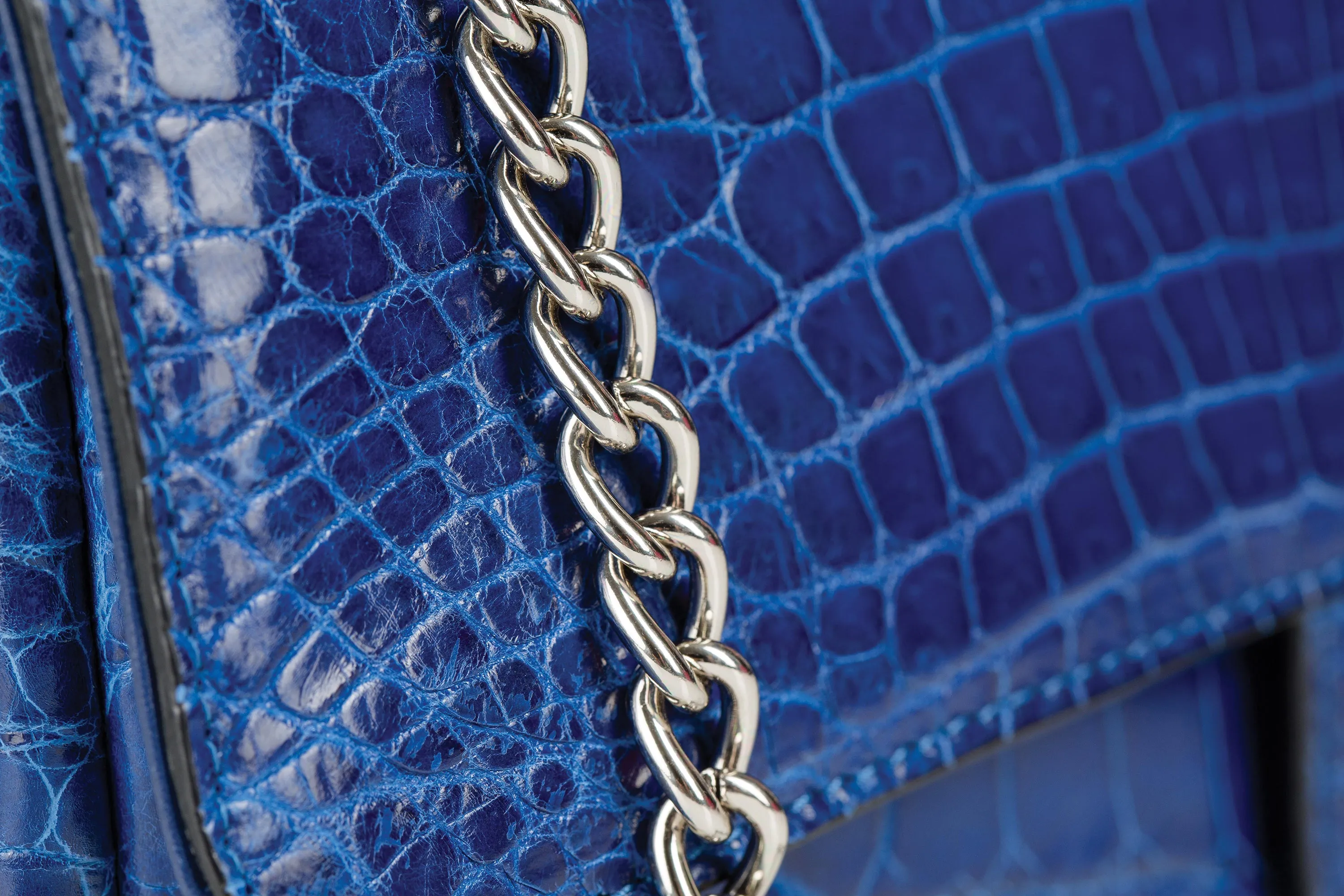 30-660-BLU THE CHARLOTTE Gracen Nile Crocodile Handbag, Blue