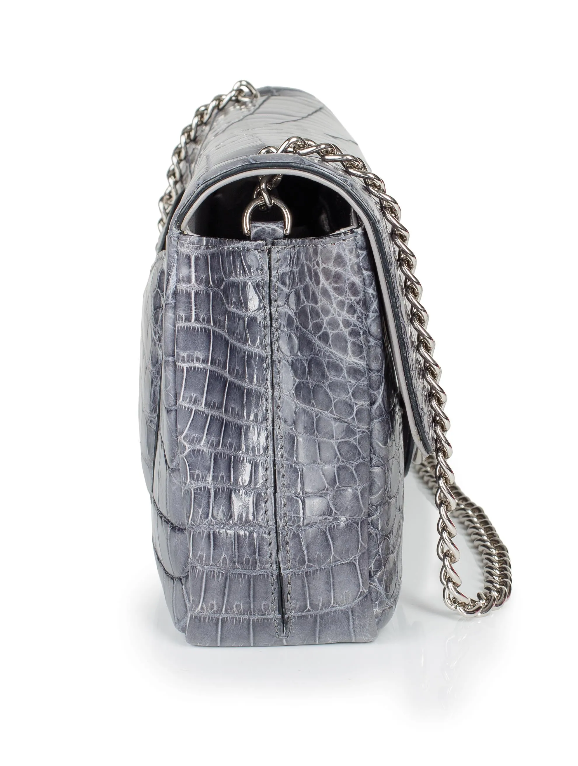 30-660-GRY THE CHARLOTTE Gracen Nile Crocodile Handbag, Gray