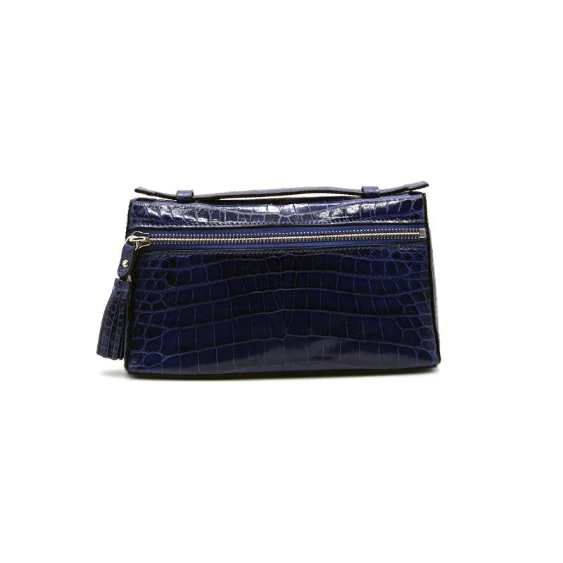 30-662-BLU THE SOPHIE Gracen Nile Crocodile Handbag, Blue