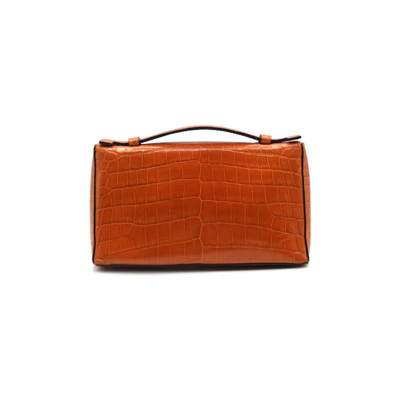 30-662-ORG THE SOPHIE Gracen Nile Crocodile Handbag, Orange