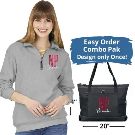 9359 |  Charles River  Unisex (mens) Quarter Zip Sweatshirt |Tall Certifications PLUS Totebag COMBO