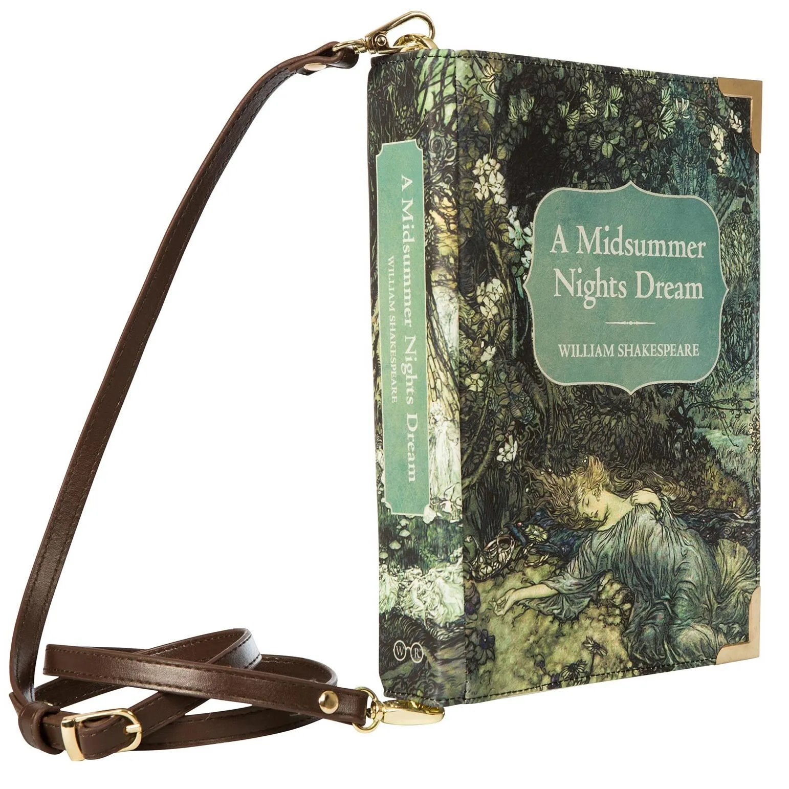 A Midsummer Nights Dream Green Book Handbag Crossbody Purse