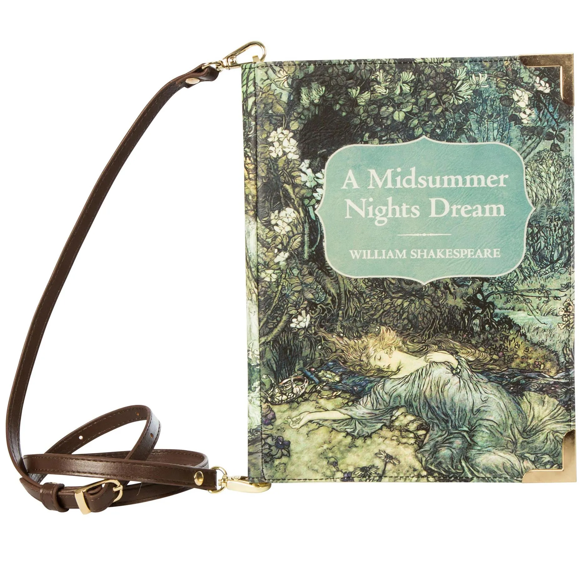 A Midsummer Nights Dream Green Book Handbag Crossbody Purse