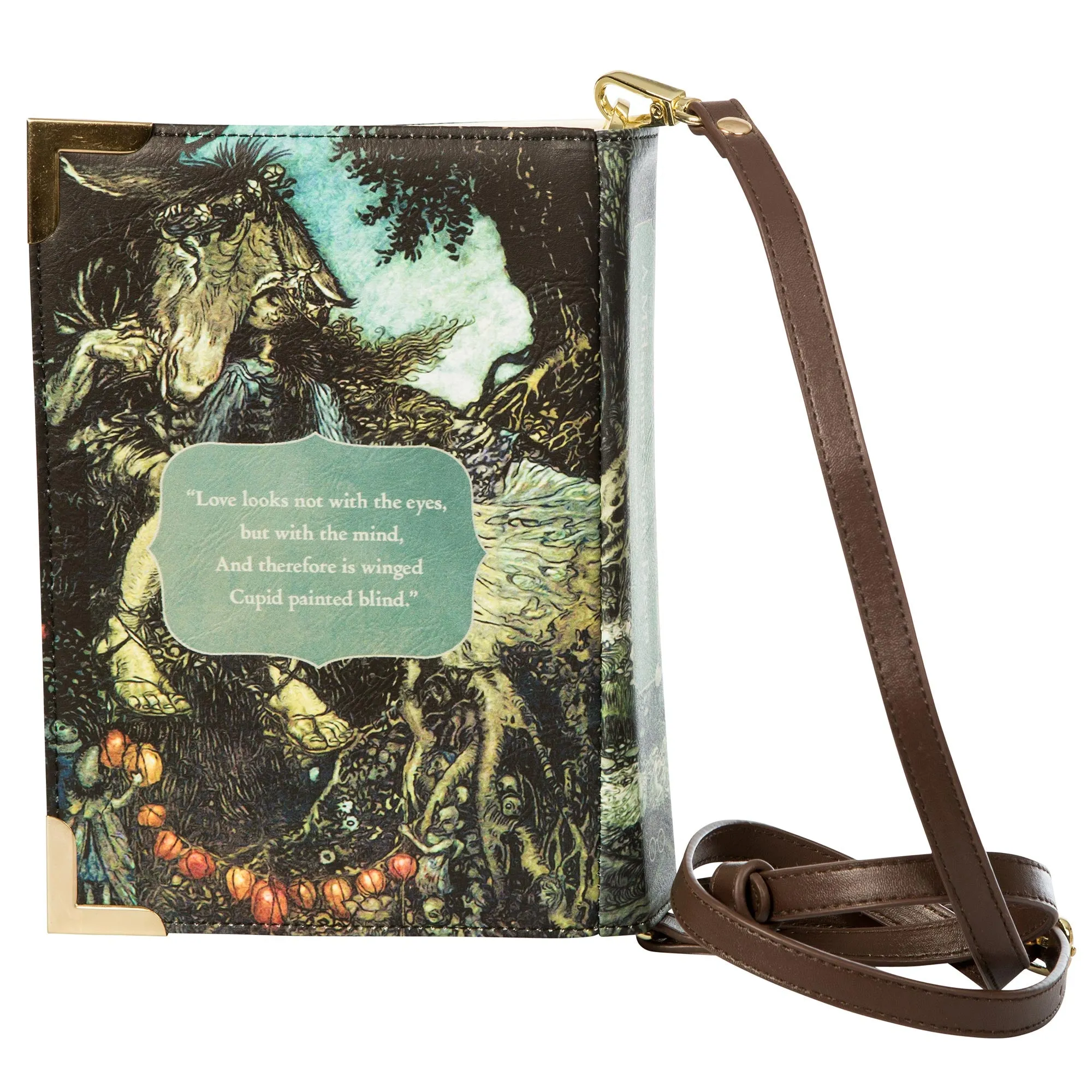 A Midsummer Nights Dream Green Book Handbag Crossbody Purse