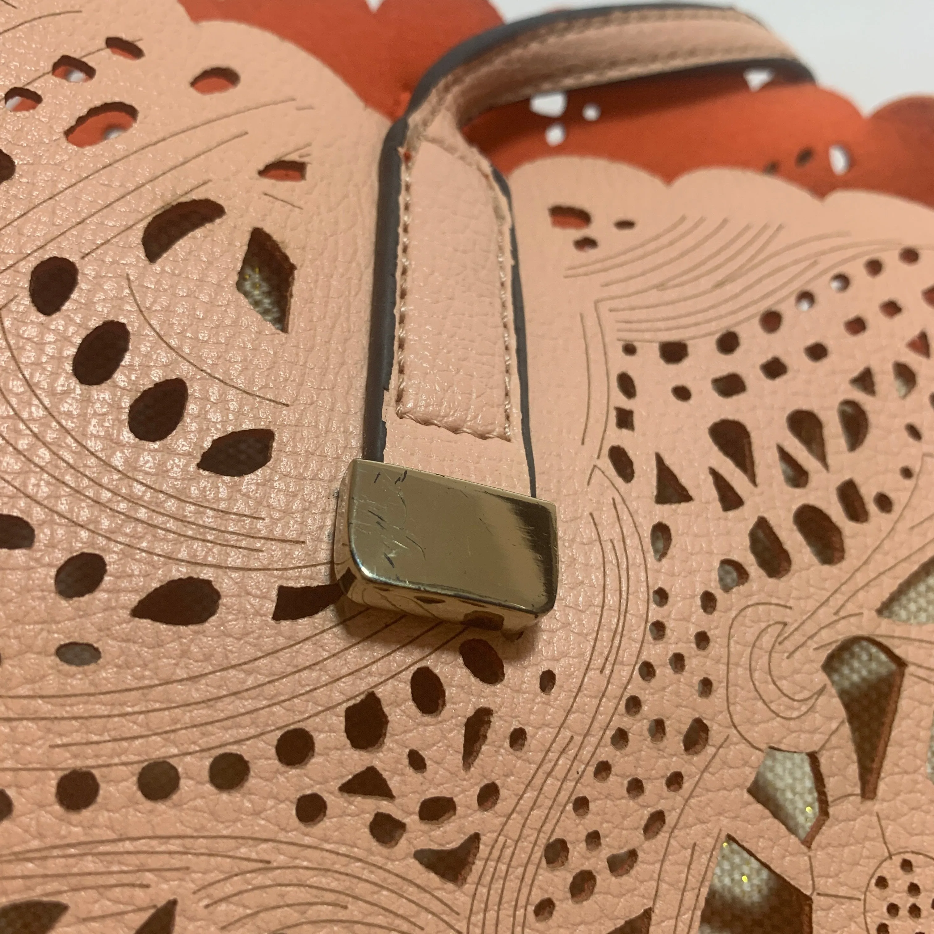 ALDO Peach & Gold Laser-cut Tote | Like New |