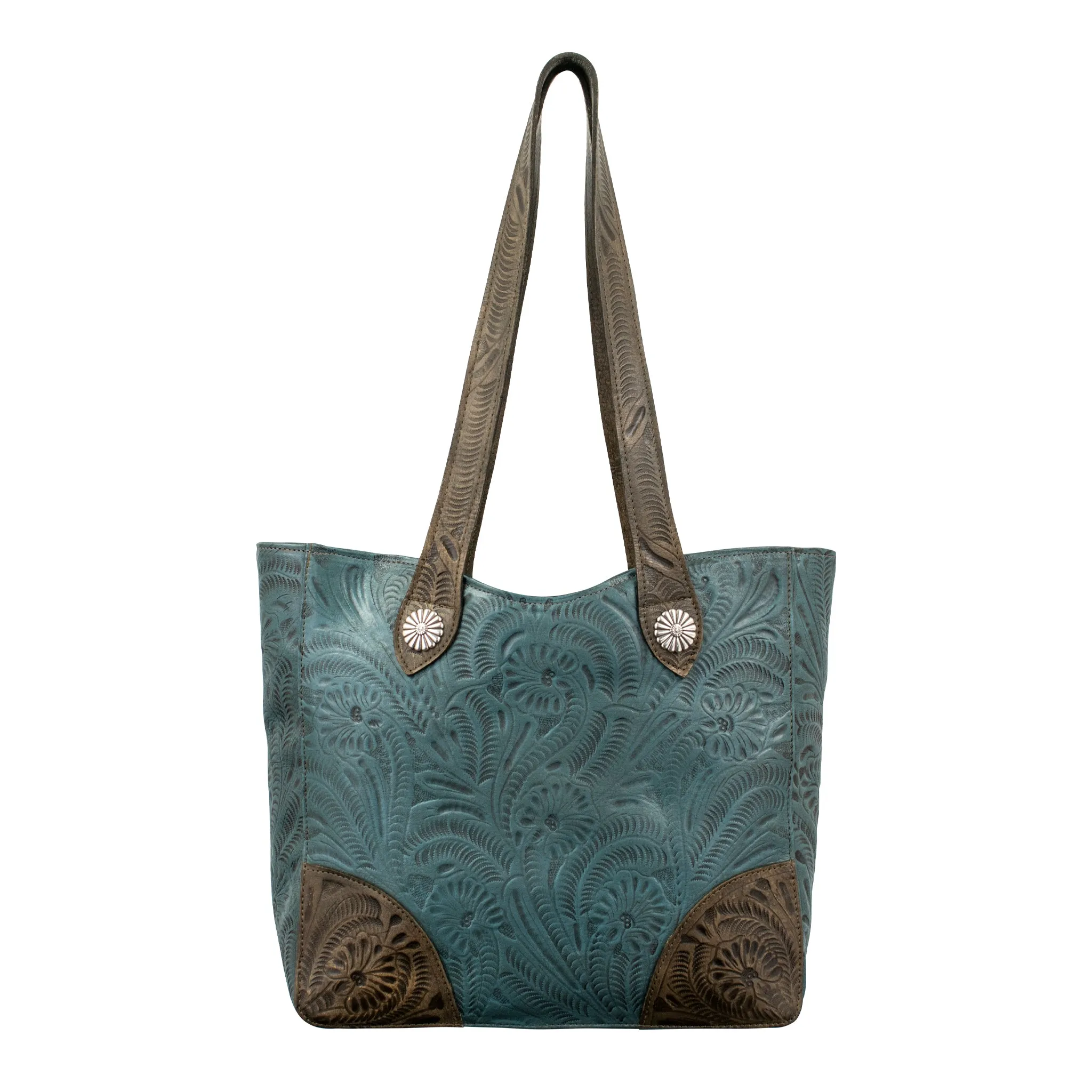 Annie's Secret Collection Large Zip Top Tote with Secret Compartment - Denim Blue