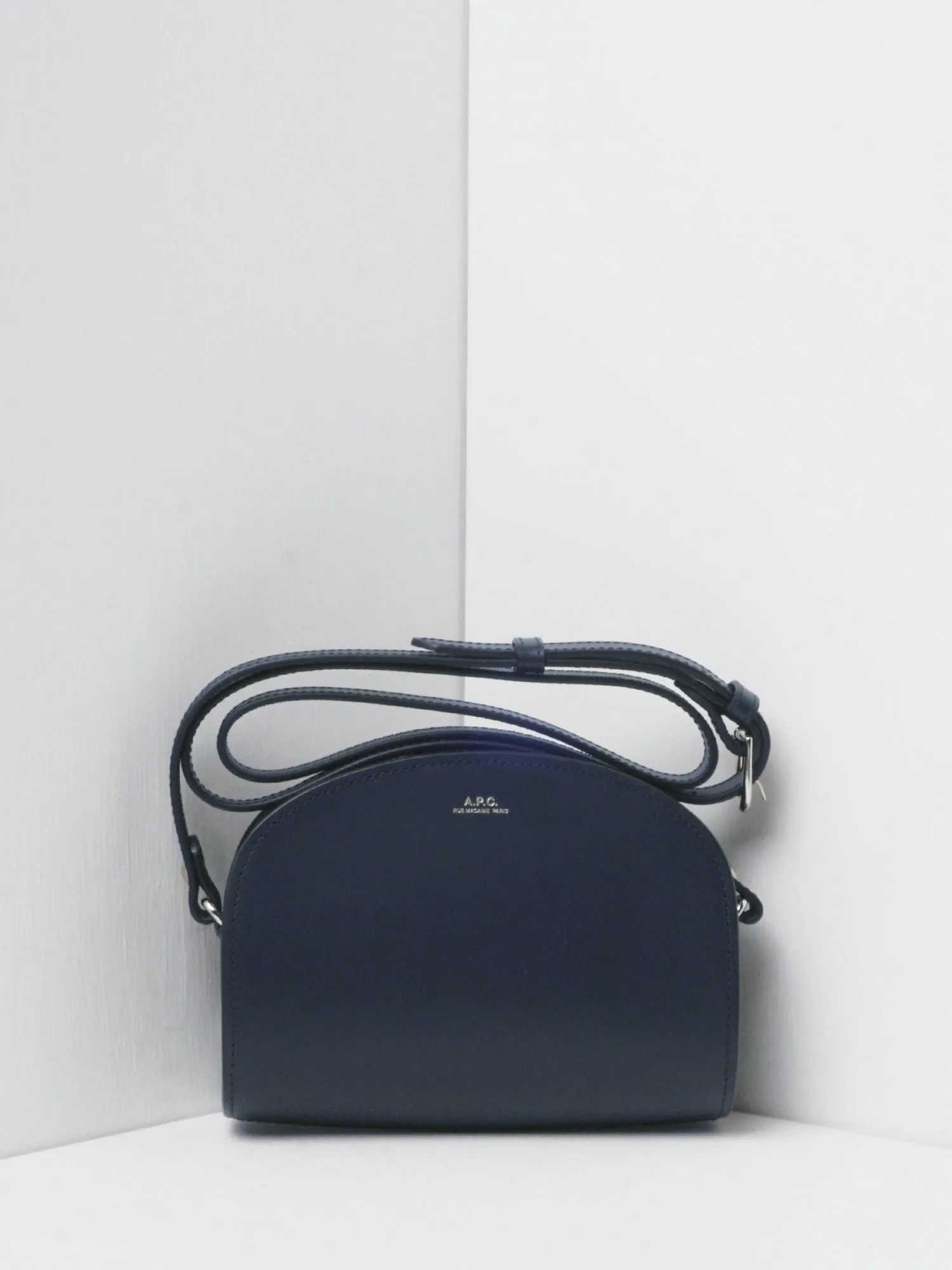 A.P.C. Women's Sac Demi Lune Mini Crossbody Bag Iak Dark Navy F61392-PXAWV