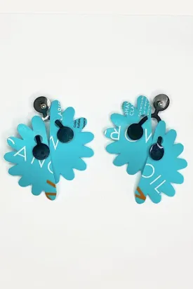 Aqua Word Print Art Earrings