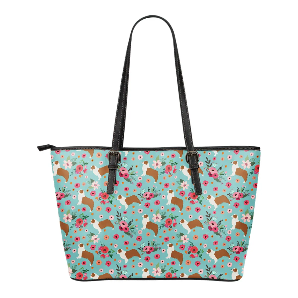 Australian Shepherd Flower Tote Bag