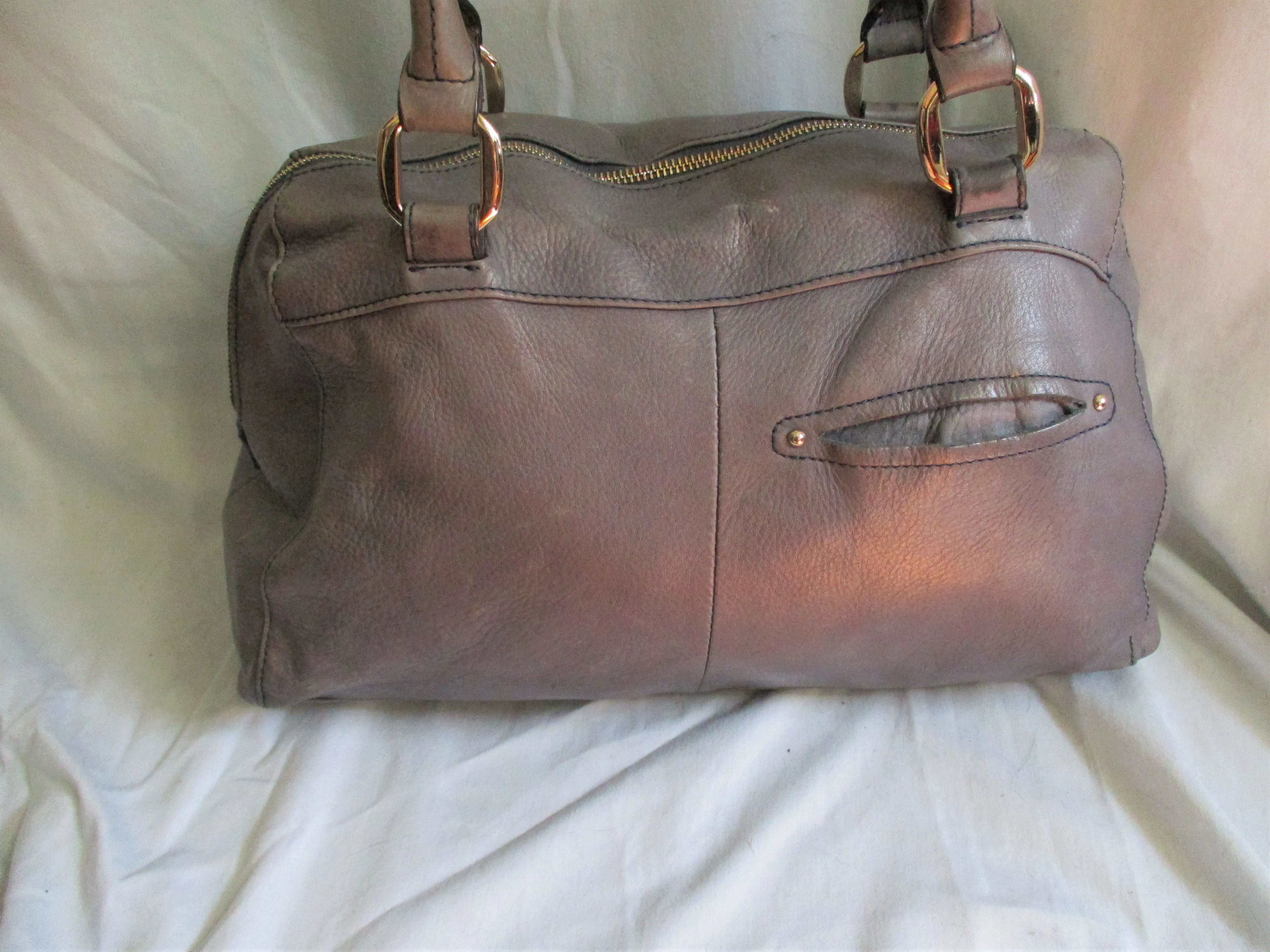 B. MAKOWSKY Leather TOTE carryall satchel bag shopper purse GREY GRAY