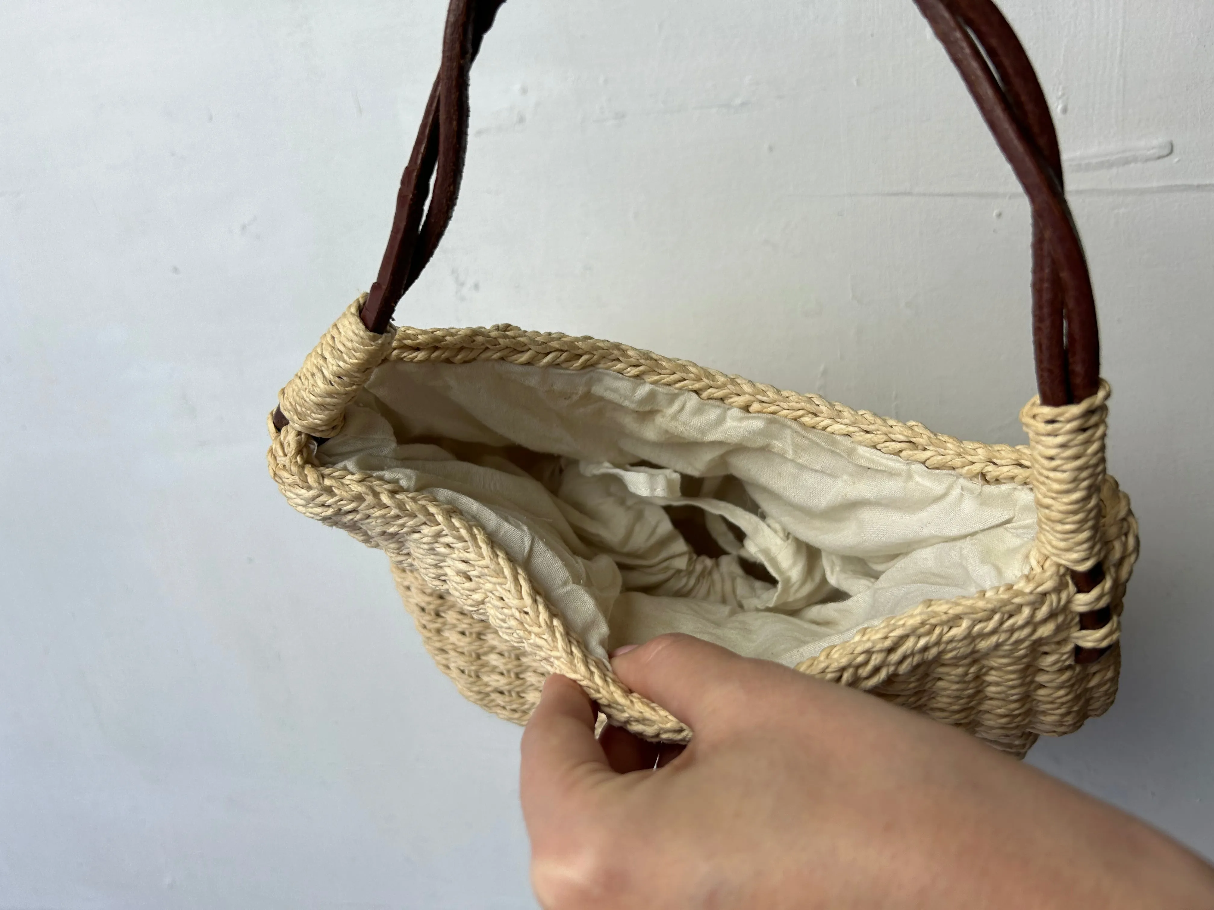 Beige cream y2k vintage beachwear mini bag