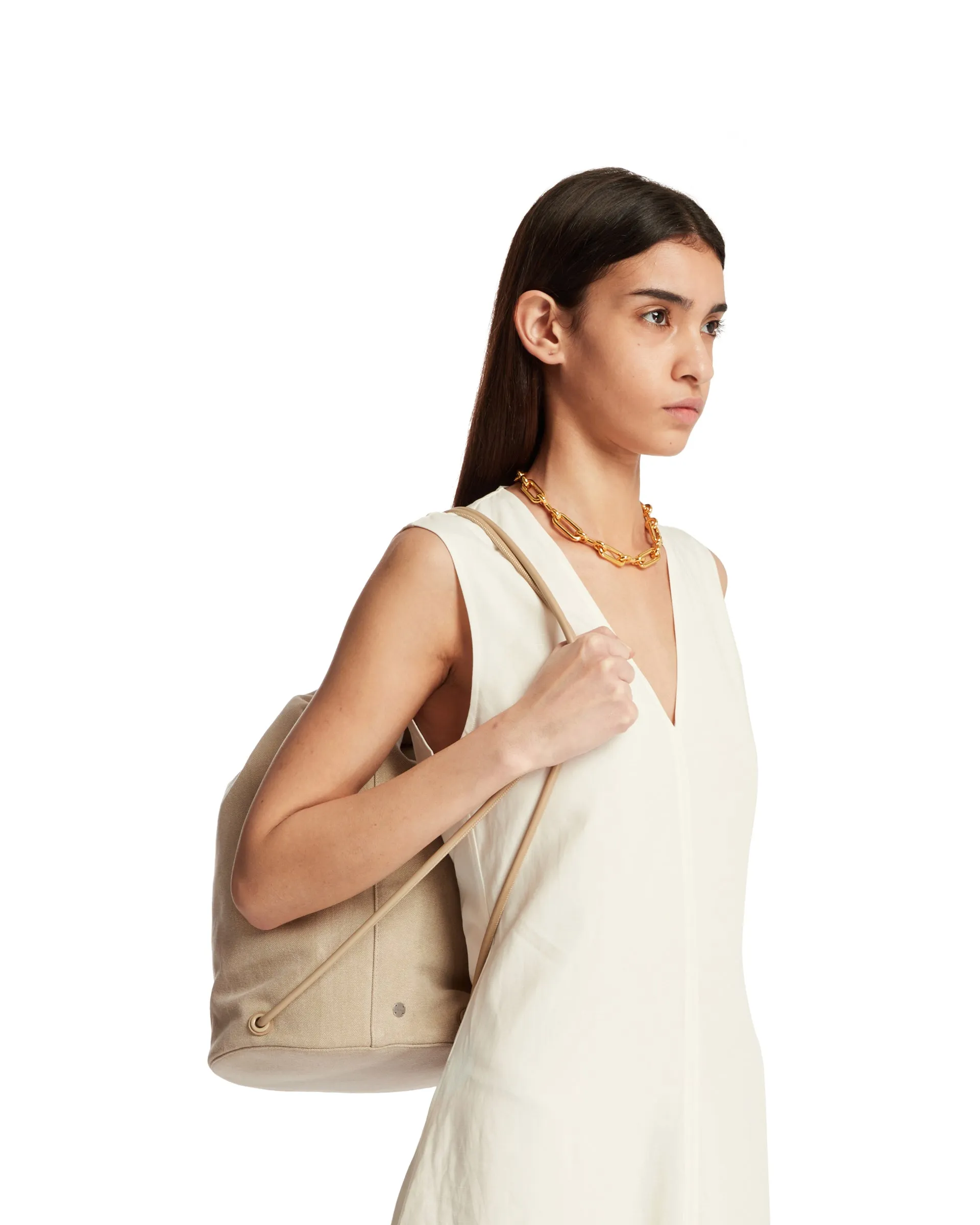 Beige Leather Backpack