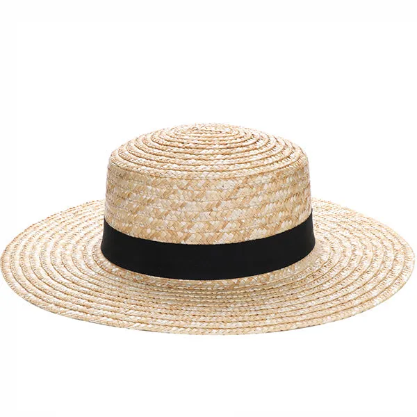 Black band Fashion Fedora Sunhat-Beige