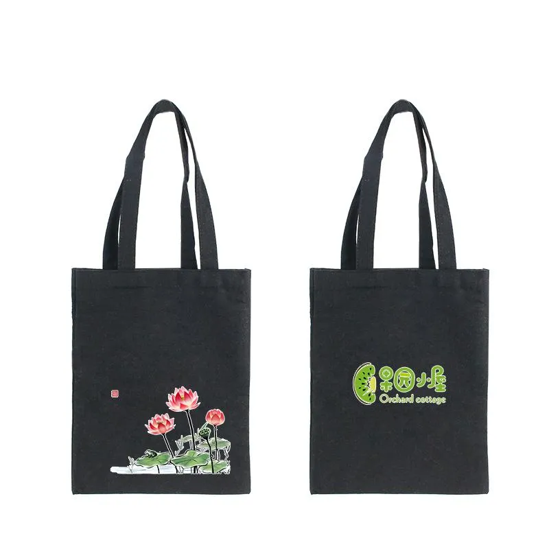 Black Canvas Tote Bag 26*33cm