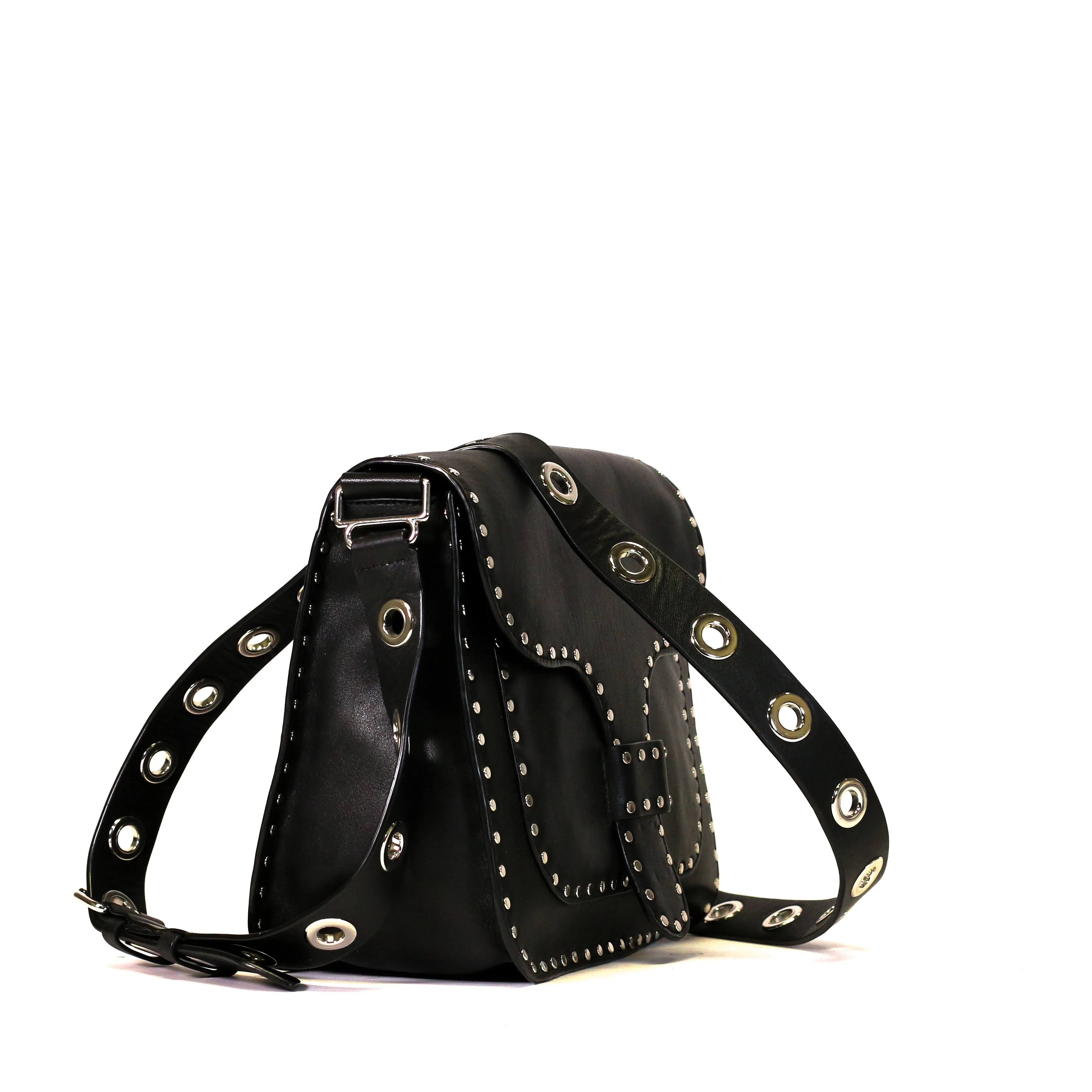 Black Crossbody Bag With Studs