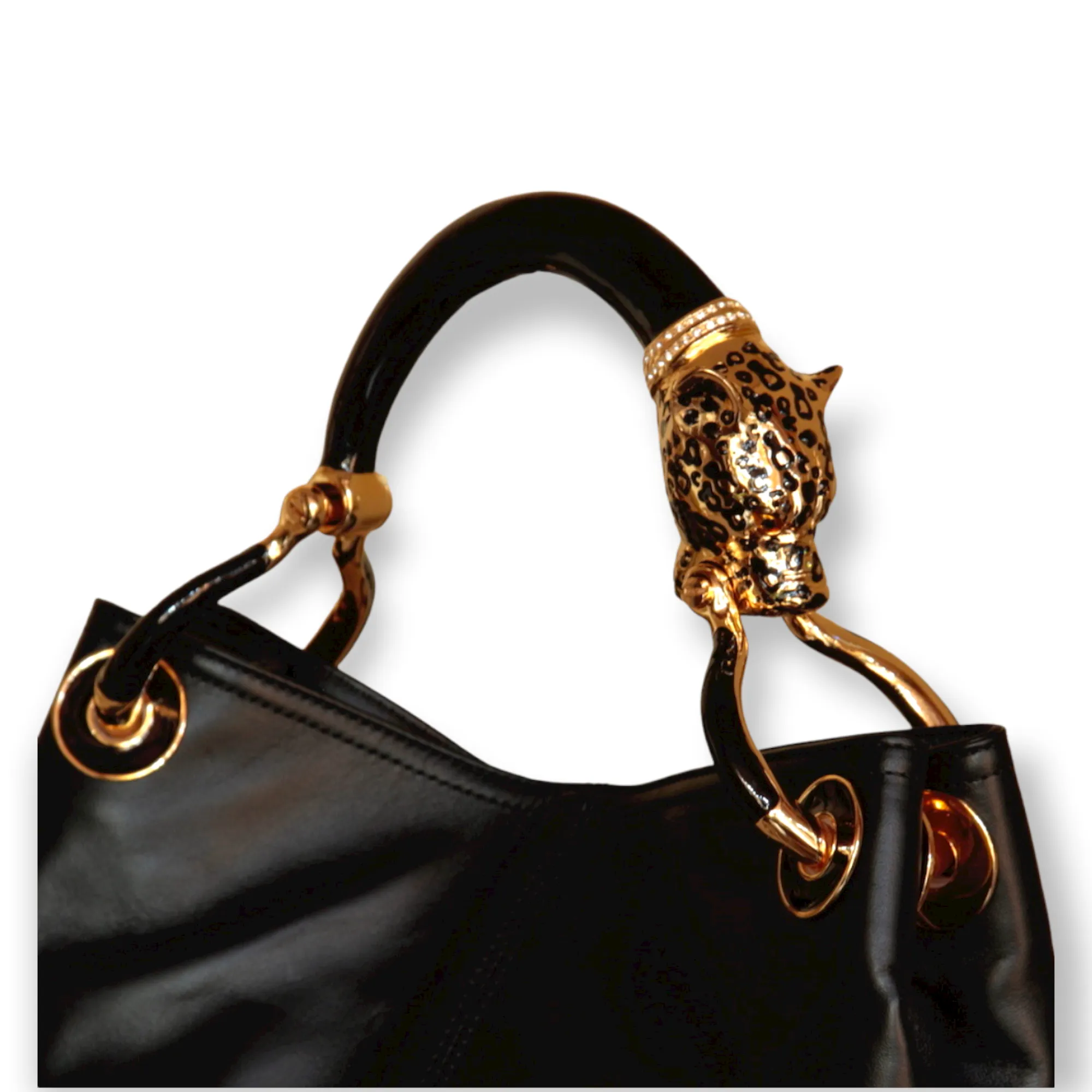 BLACK JAGUAR SMALL HANDBAG  IN HIGHT QUALITY LEATHER