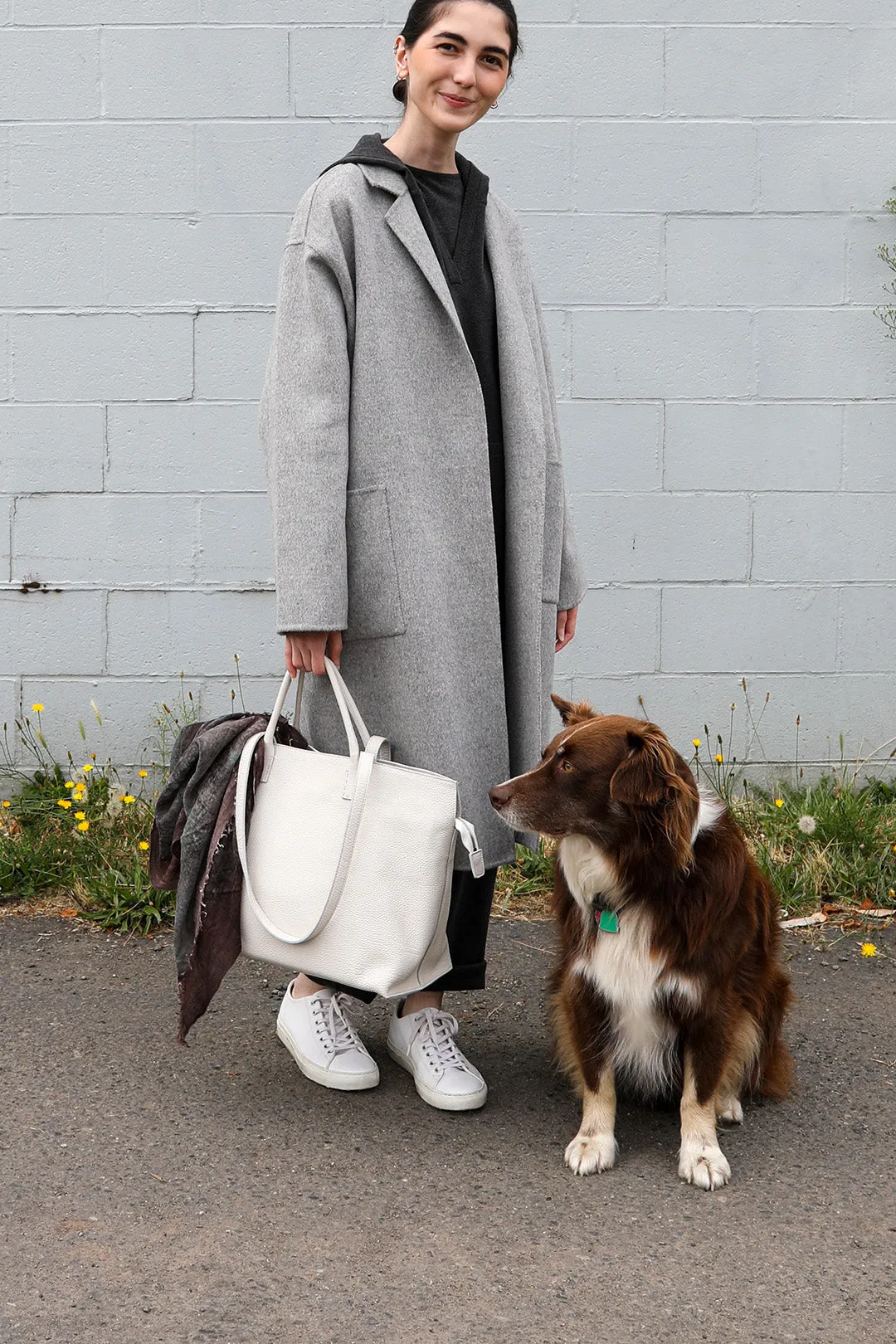 Bolzano Italian Leather Tote in Butter White