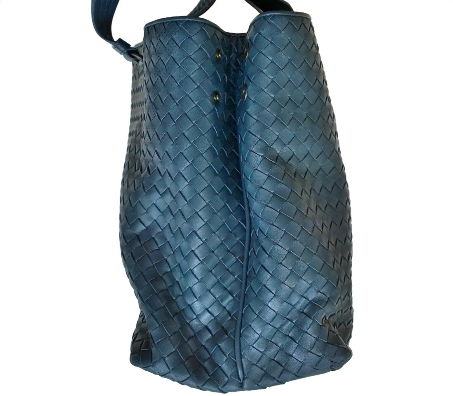 Bottega Veneta Blue and Black Leather Tote Bag Purse