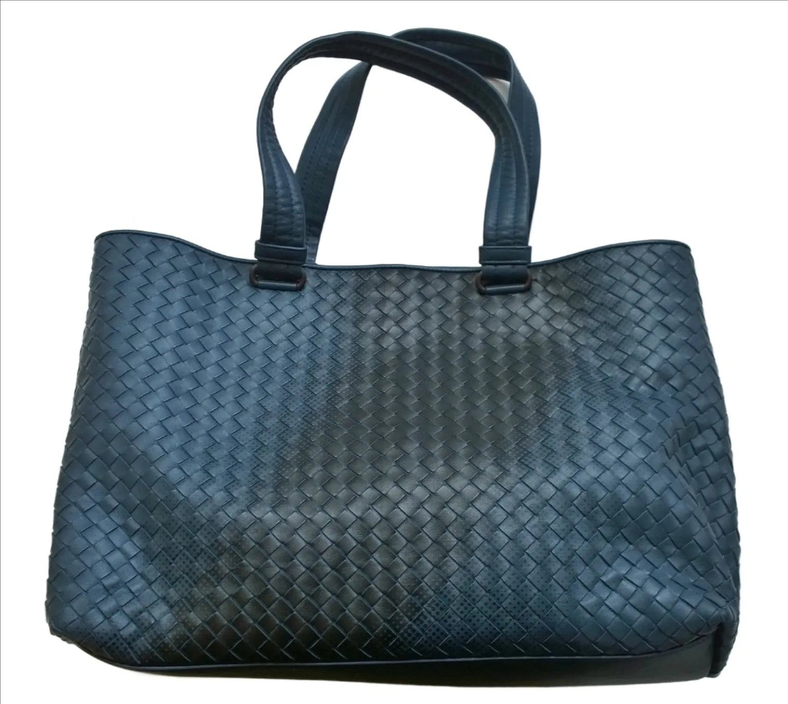 Bottega Veneta Blue and Black Leather Tote Bag Purse