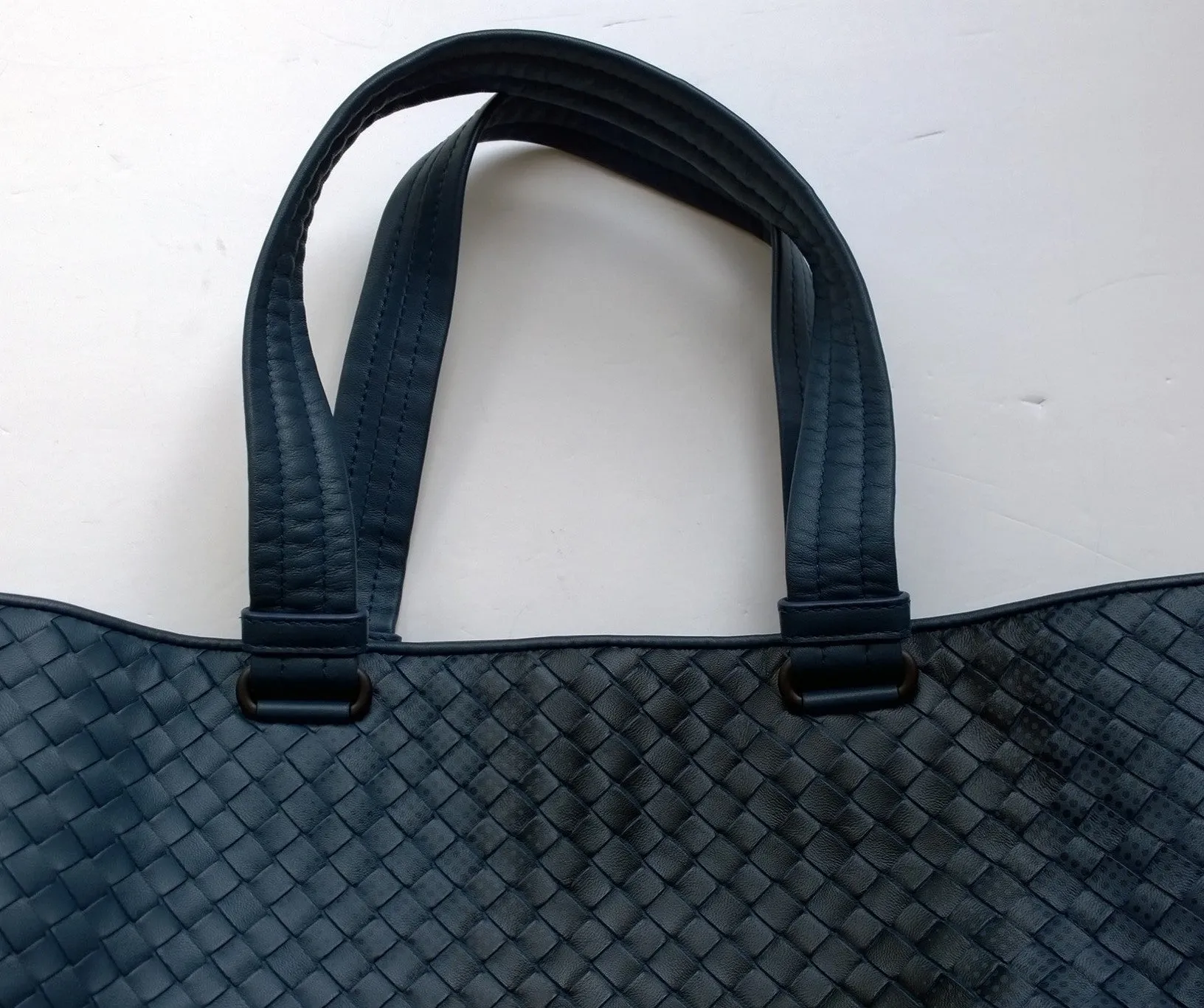 Bottega Veneta Blue and Black Leather Tote Bag Purse