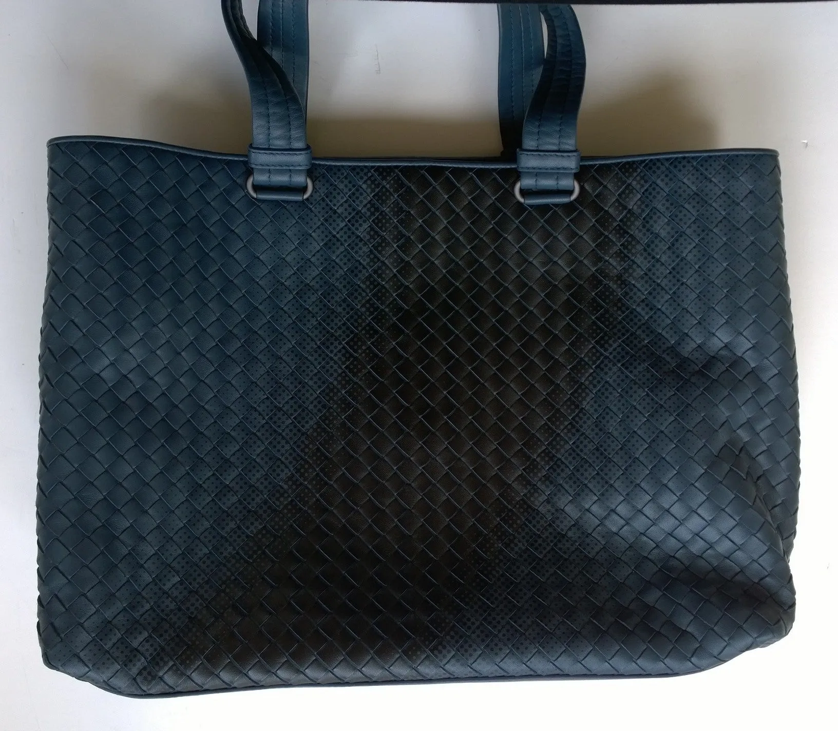 Bottega Veneta Blue and Black Leather Tote Bag Purse