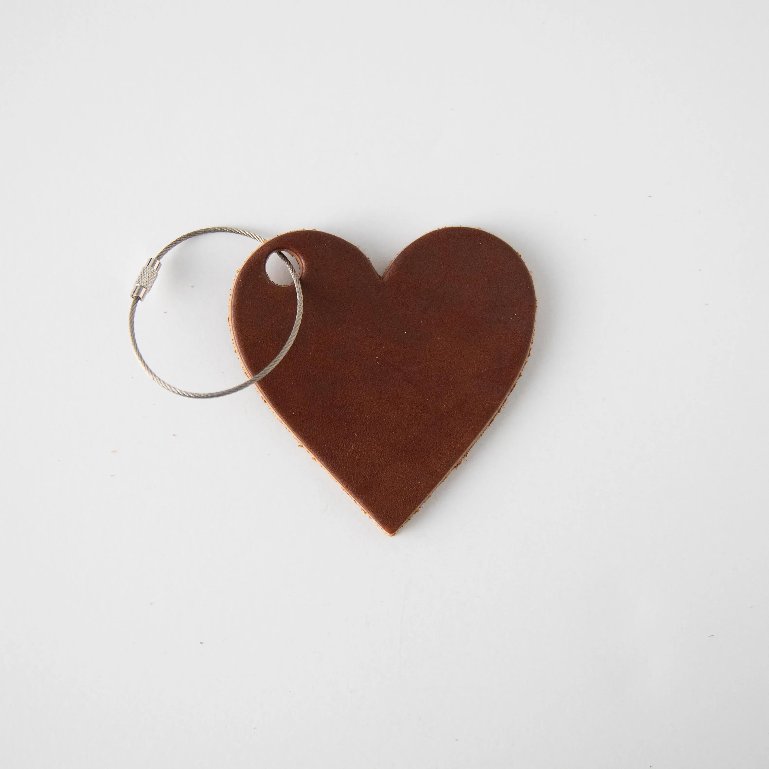 Brown Leather Heart Tag