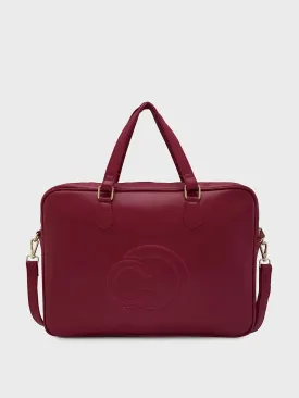 Caprese Dora Laptop Bag Large Solid Women'S Office Handbag Burgundy