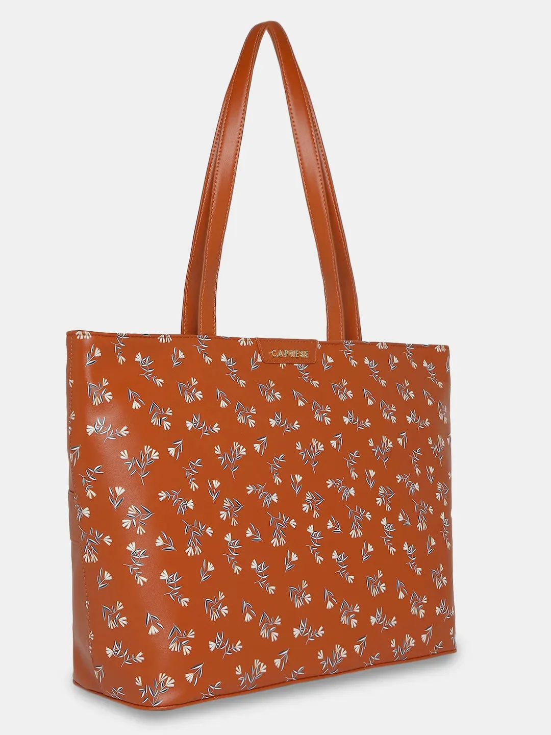 Caprese Merida Laptop Tote Large Printed Women'S Office Handbag Tan