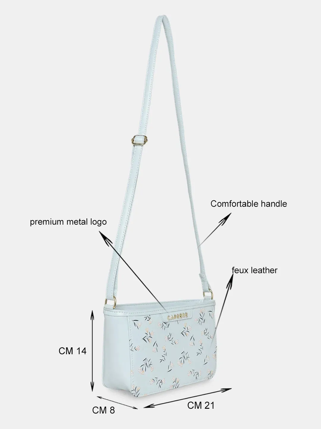 Caprese Merida Sling Small Printed Women'S Handbag Sky Blue