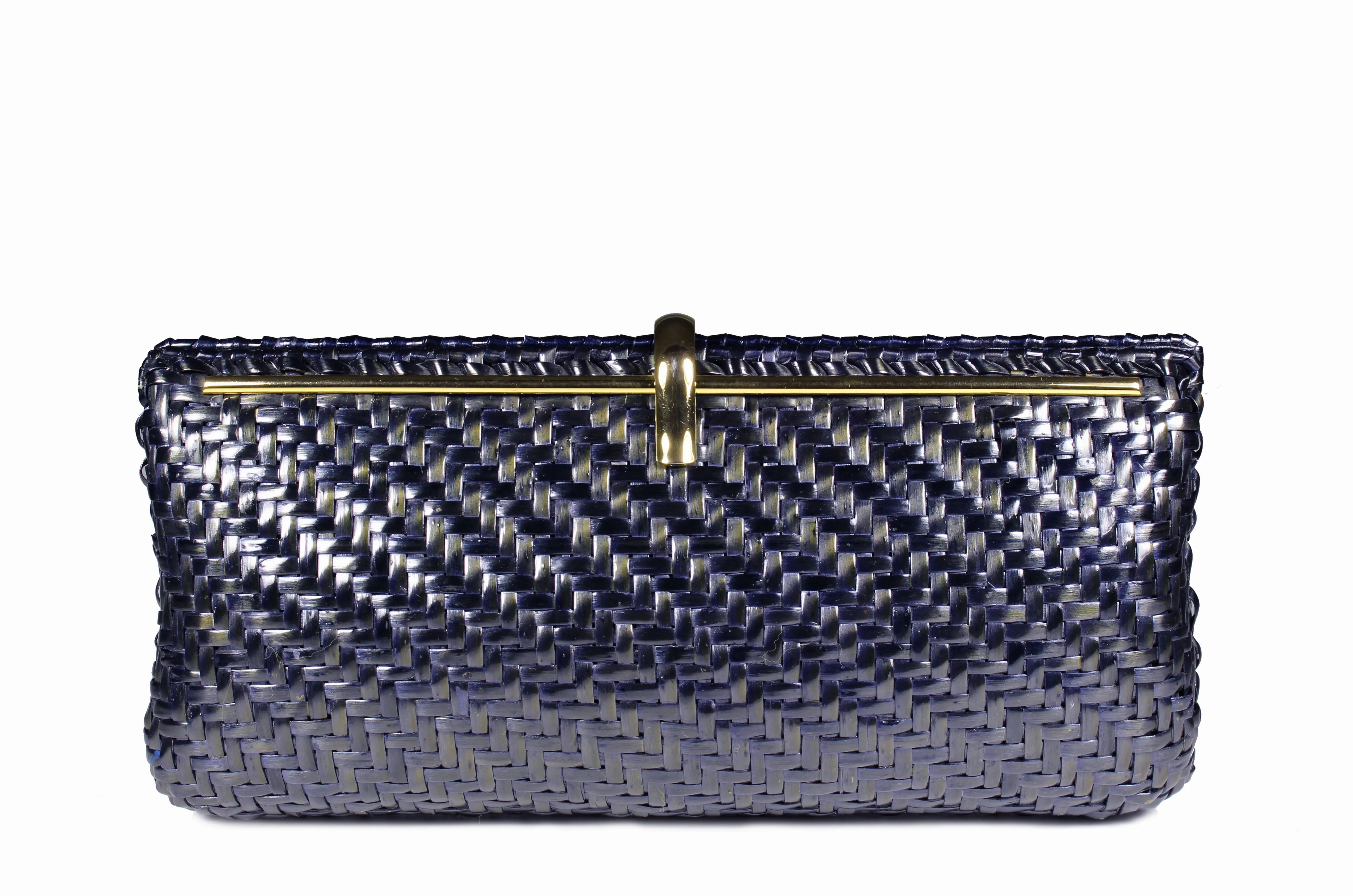 CARRANO intense blue wicker bag