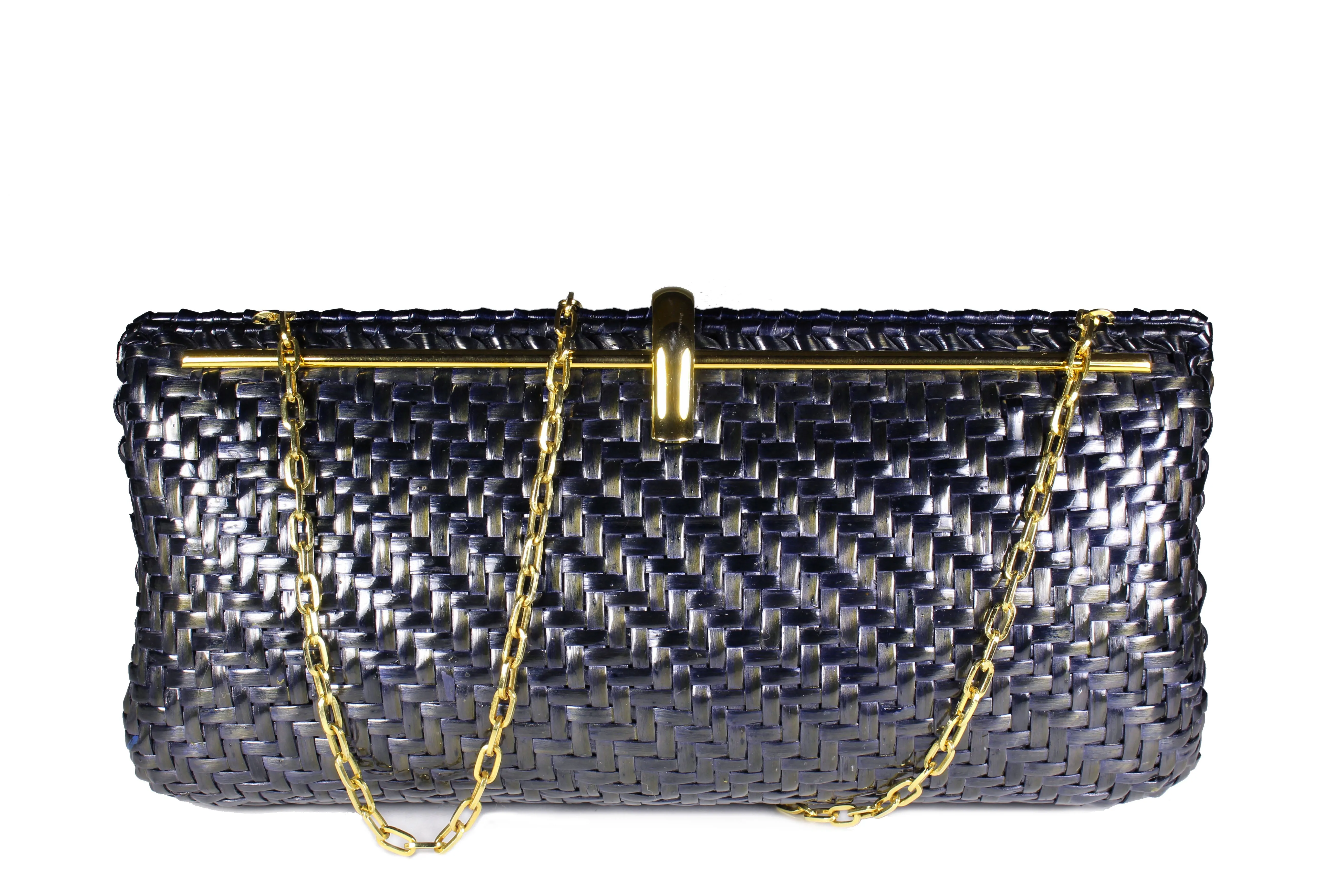 CARRANO intense blue wicker bag