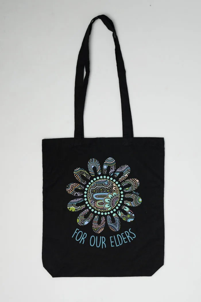 Connection Through Generations (Blue) Black Cotton Tote Bag