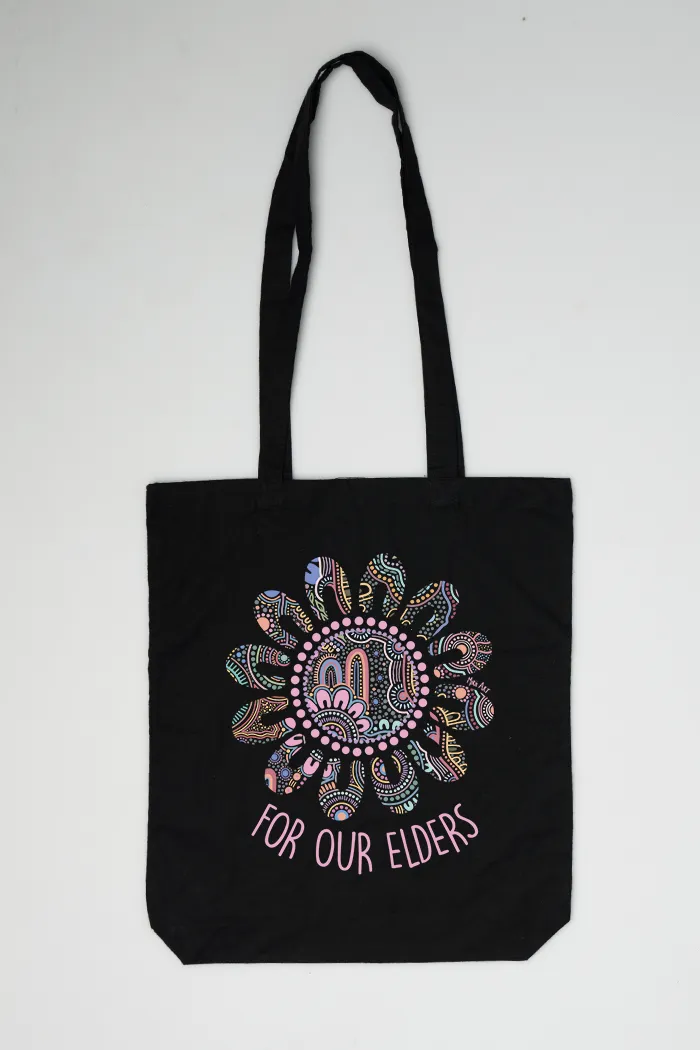 Connection Through Generations (Purple) Black Cotton Tote Bag