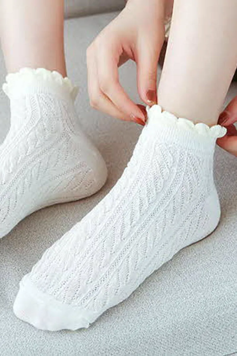 COTTON LACE TWIST FASHION SOCKS