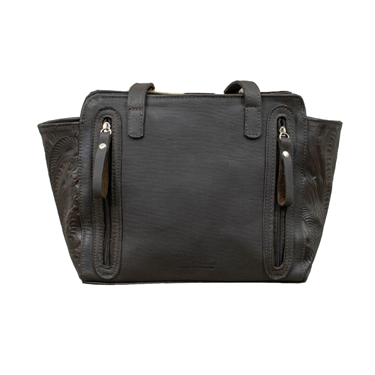 Cow Town Zip Top Tote with Secret Compartment - Chocolate and Pony Hair on Hide