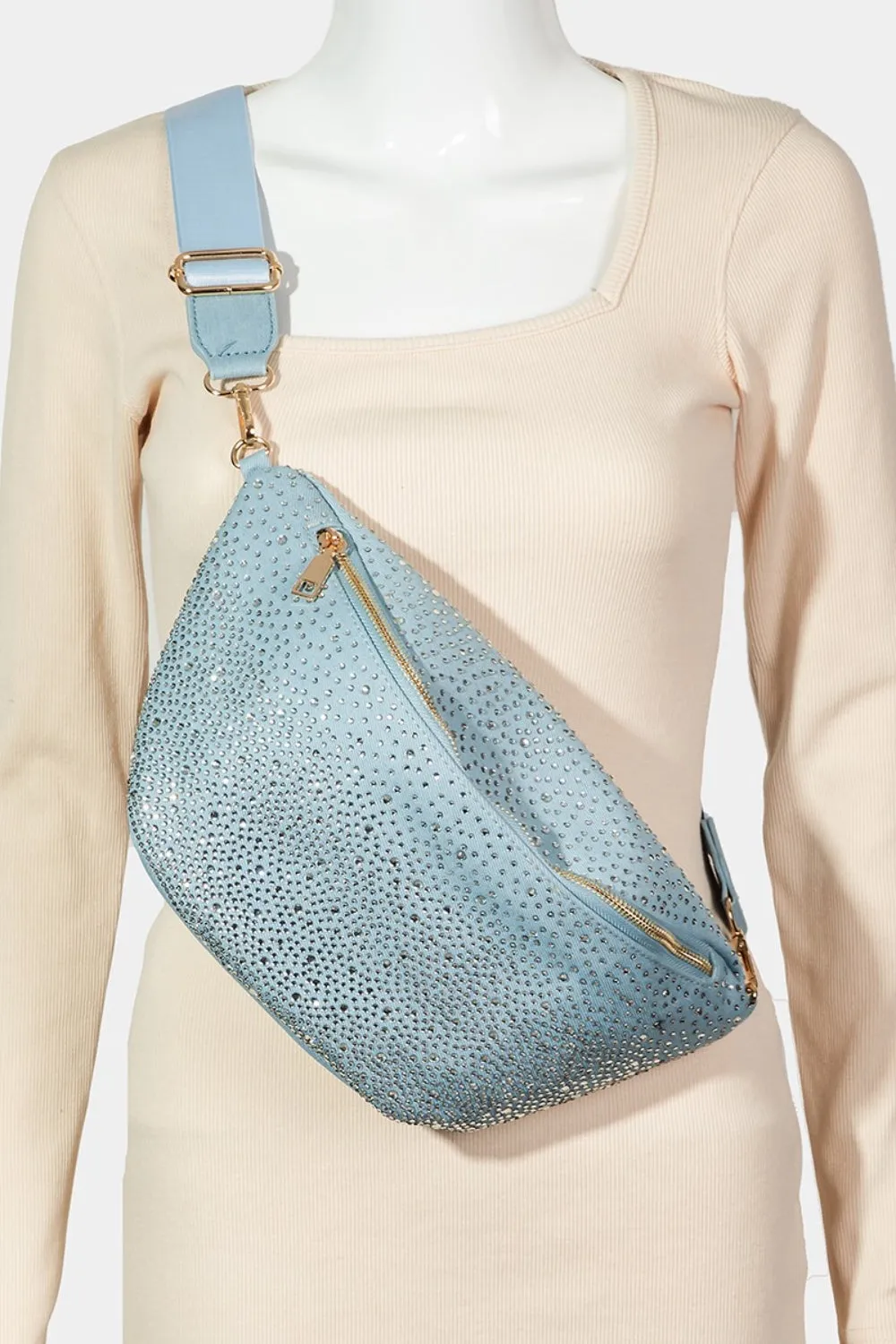 Dazzling Rhinestone Studded Crossbody Bag