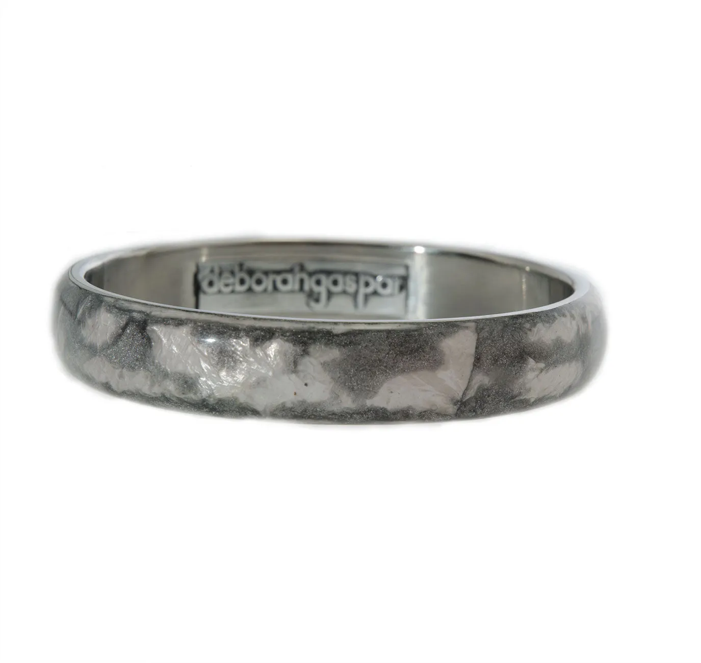 Deborah Gaspar Grey Mother of Pearl Skinny Bangle