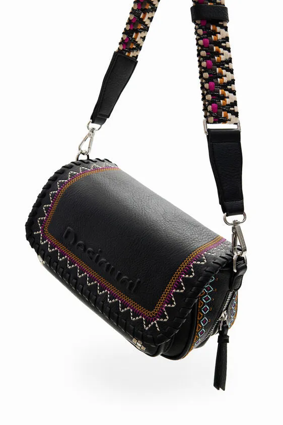 Desigual Midsize Embroidered Crossbody Bag - Black/Multi