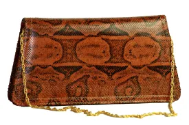 DORCA orange-brown snake skin clutch