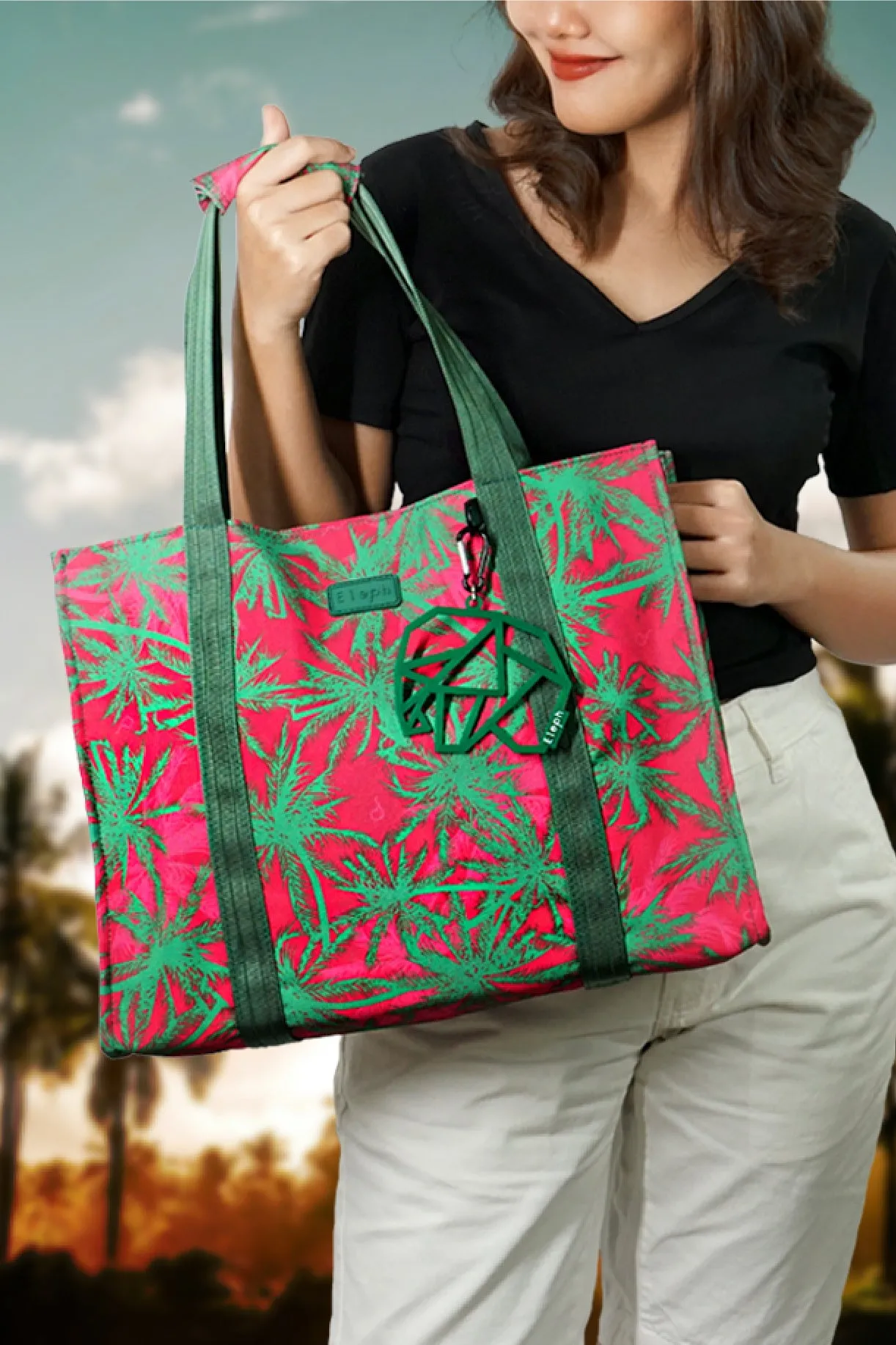 ELEPH NEILA TOTE L MAPRAOW - Pink/Green