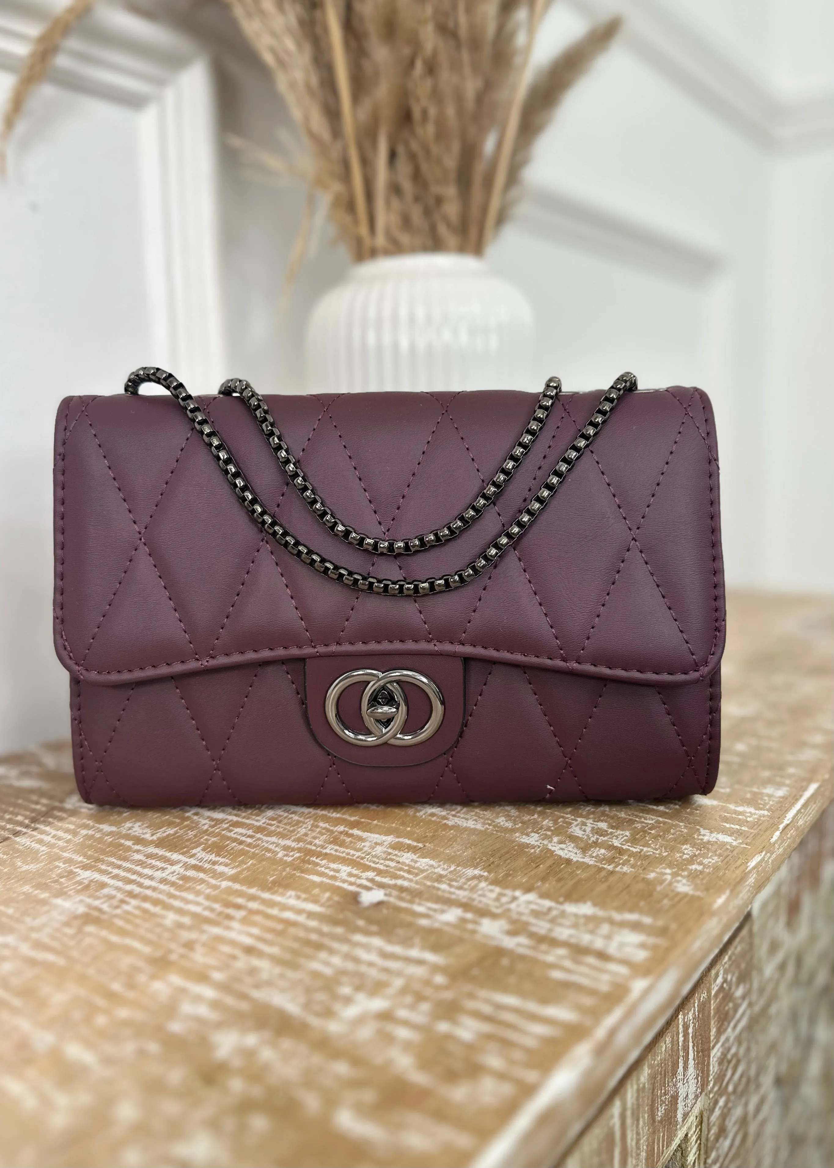 Elsa Wine Quilted Bag