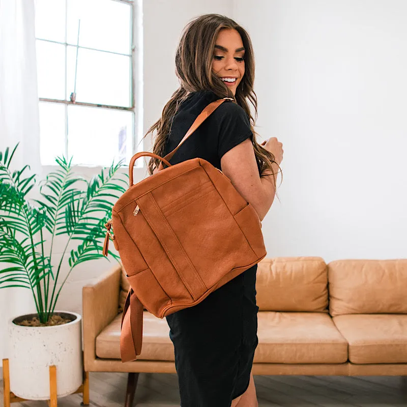 Everett Convertible Backpack - Cognac