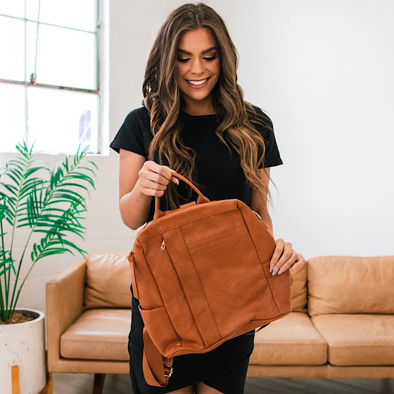 Everett Convertible Backpack - Cognac