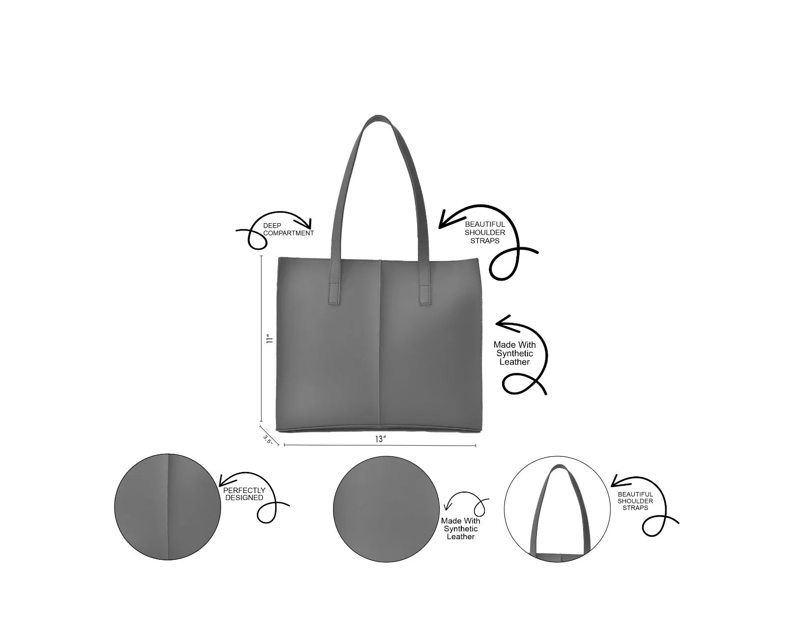 Everyday tote shoulder bag black