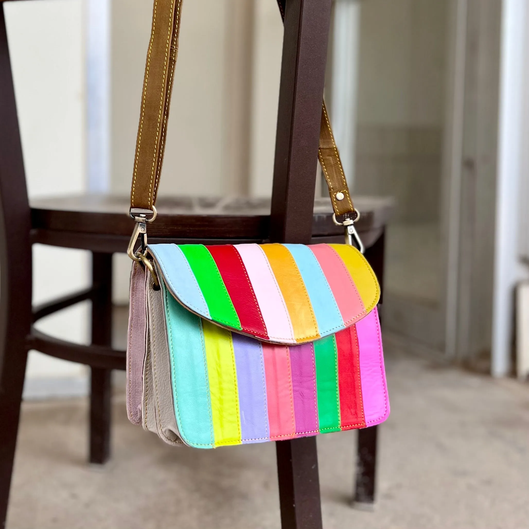 Flora Rainbow Leather Crossbody*