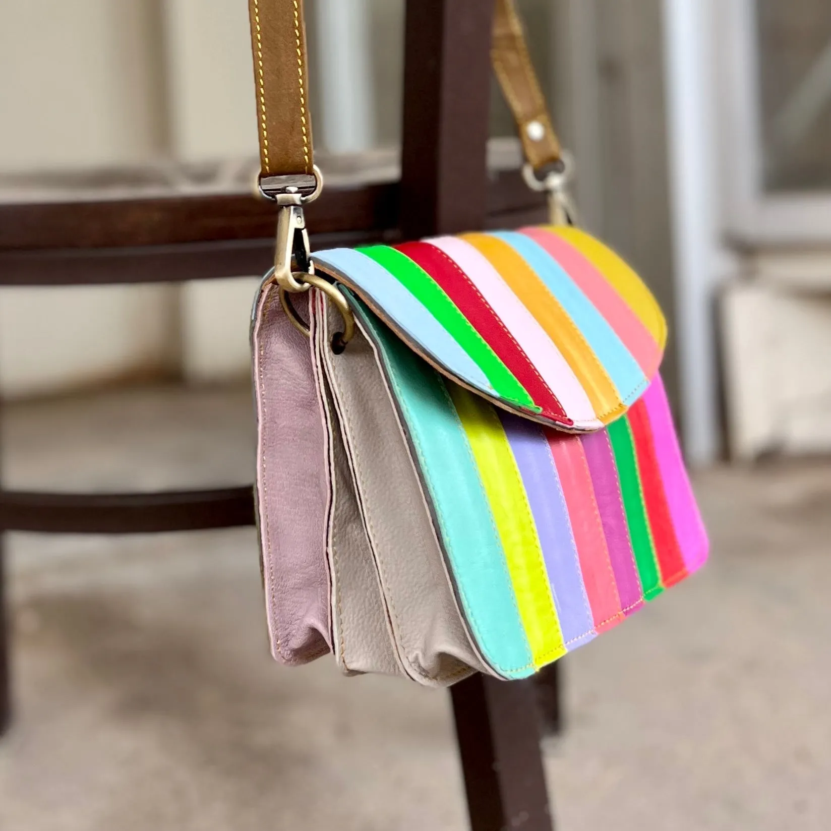 Flora Rainbow Leather Crossbody*